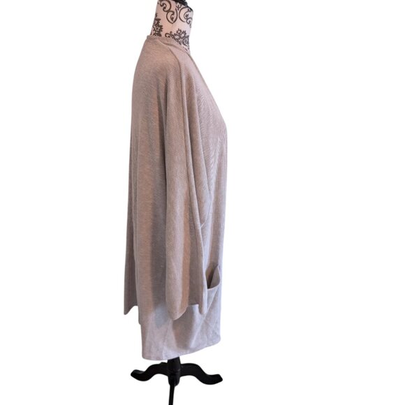 DONNI. Sandwash Ribbed Cardigan Grey Open Front Patch Pockets Duster Women's OS - Picture 5 of 13